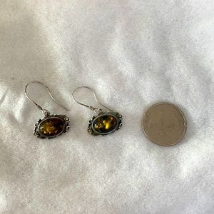 Silver and amber earrings